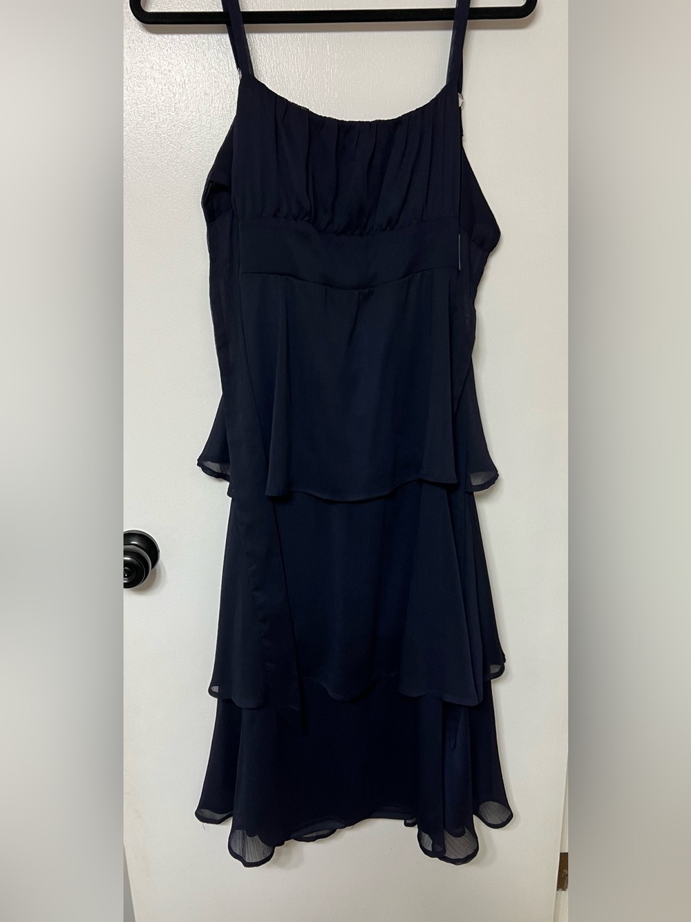 Navy Layered Chiffon Maxi Dress